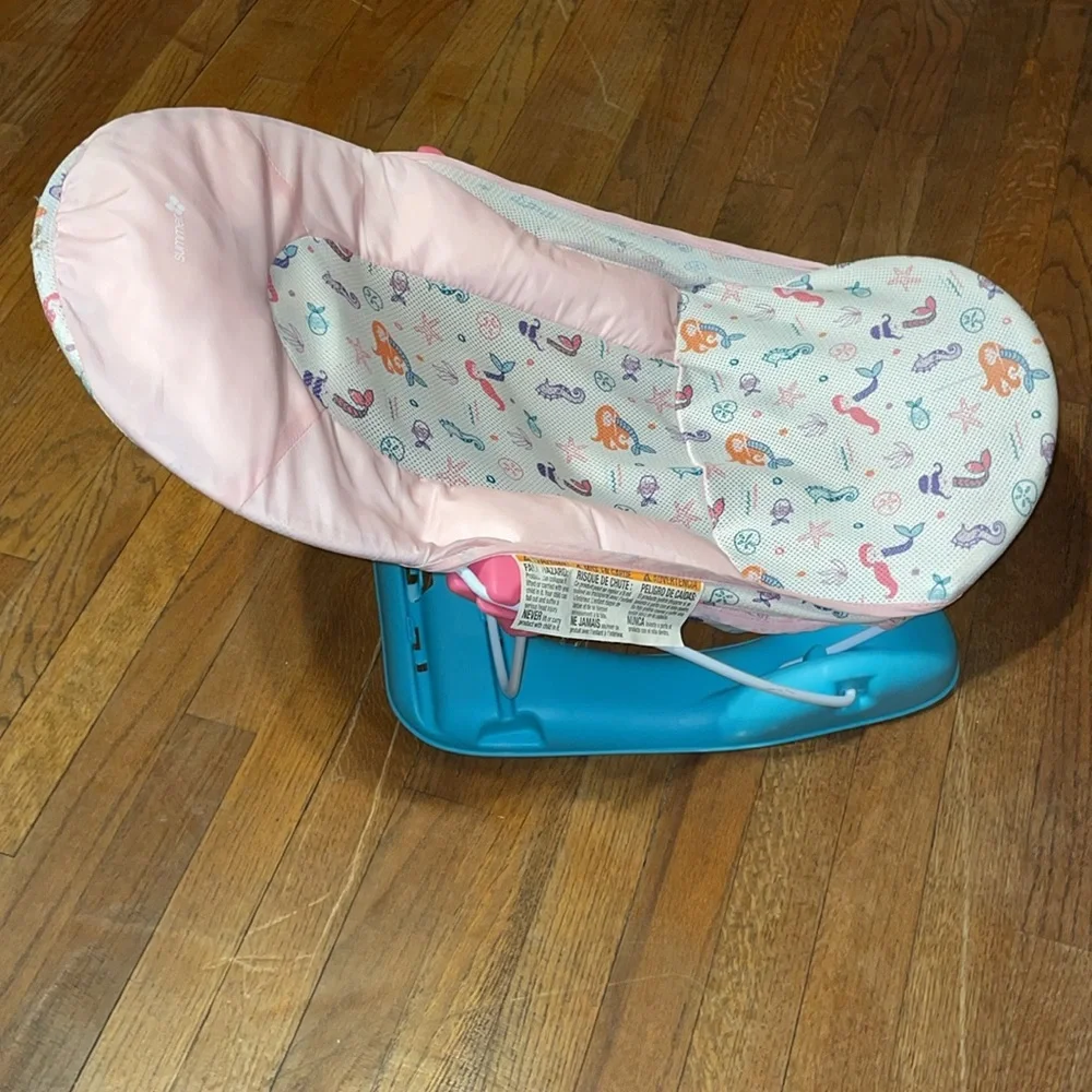 •SUMMER•INFANT DELUXE BABY PERFORATED MERMAID BATH SLING W/3 SUPPORT ANGLES EUC